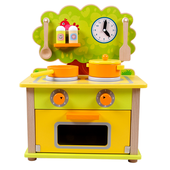 charming tree-themed backboard with a clock and decorative elements, and comes in vibrant yellow and green colors.