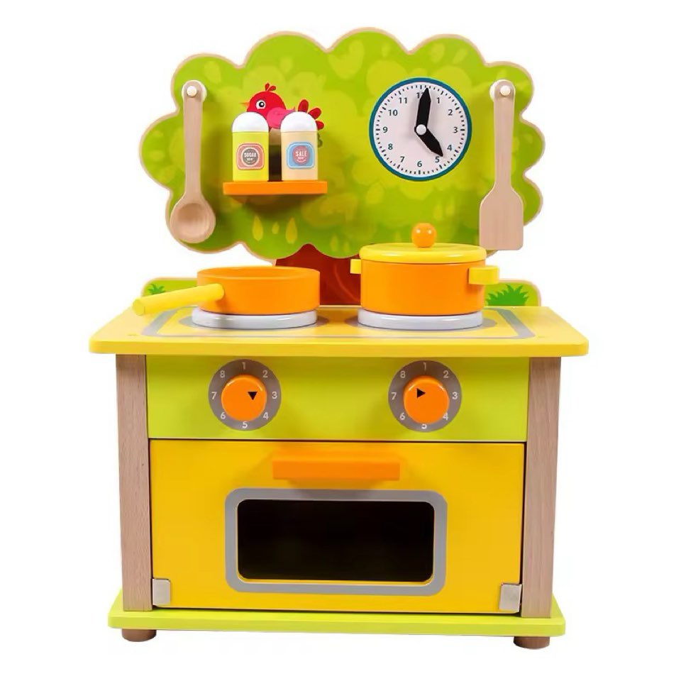 Grow Up Tree Kitchen for Kids Interactive Wooden Playset with Cooking Tools