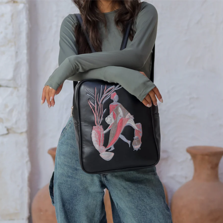 Embroidered Desert Backpack - Black