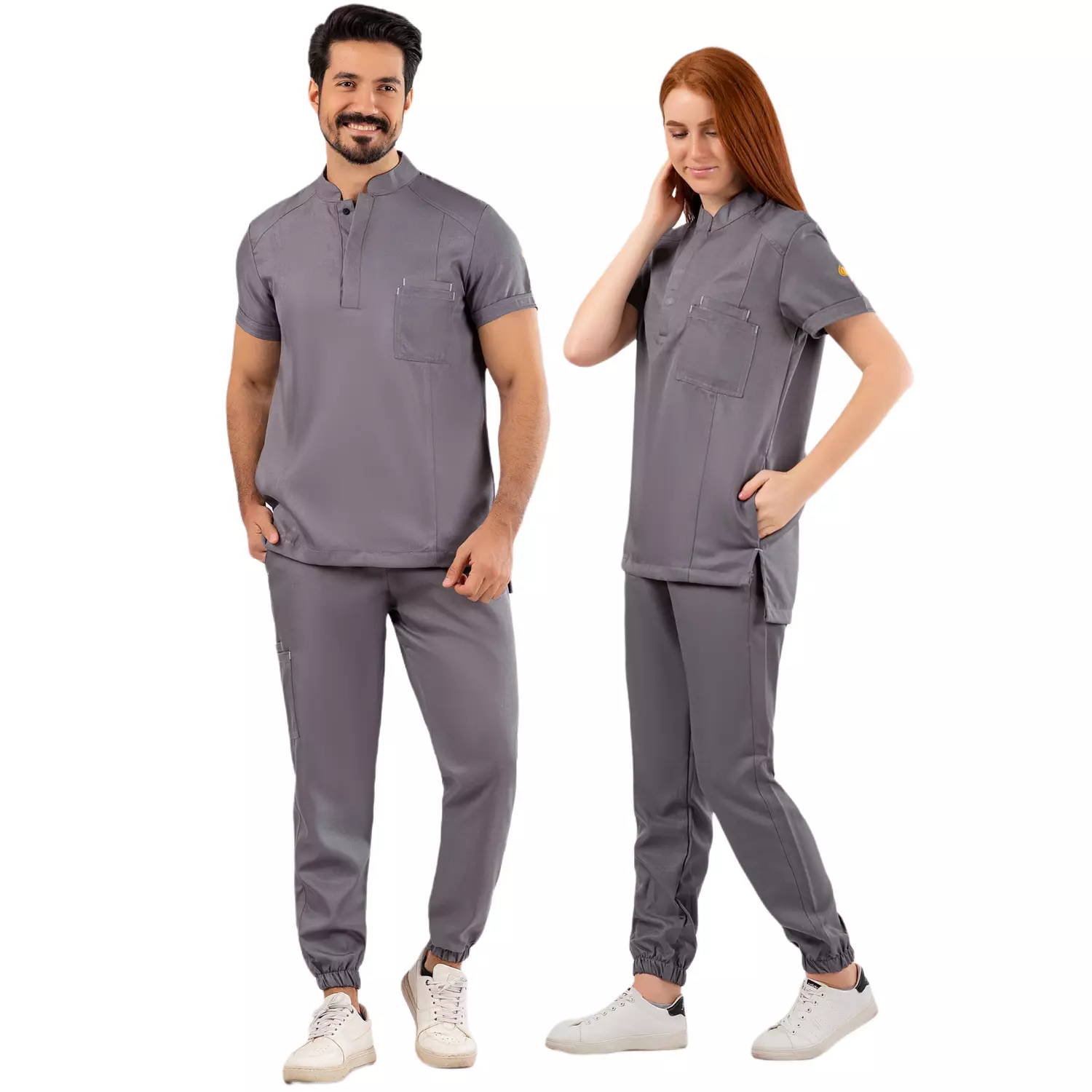Gray Half Collar Scrub