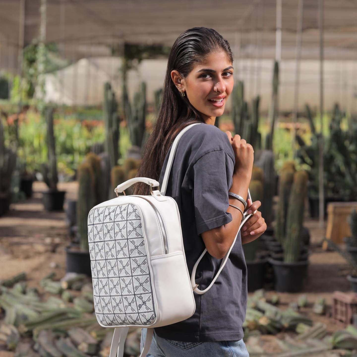 Embroidered Desert Backpack - White