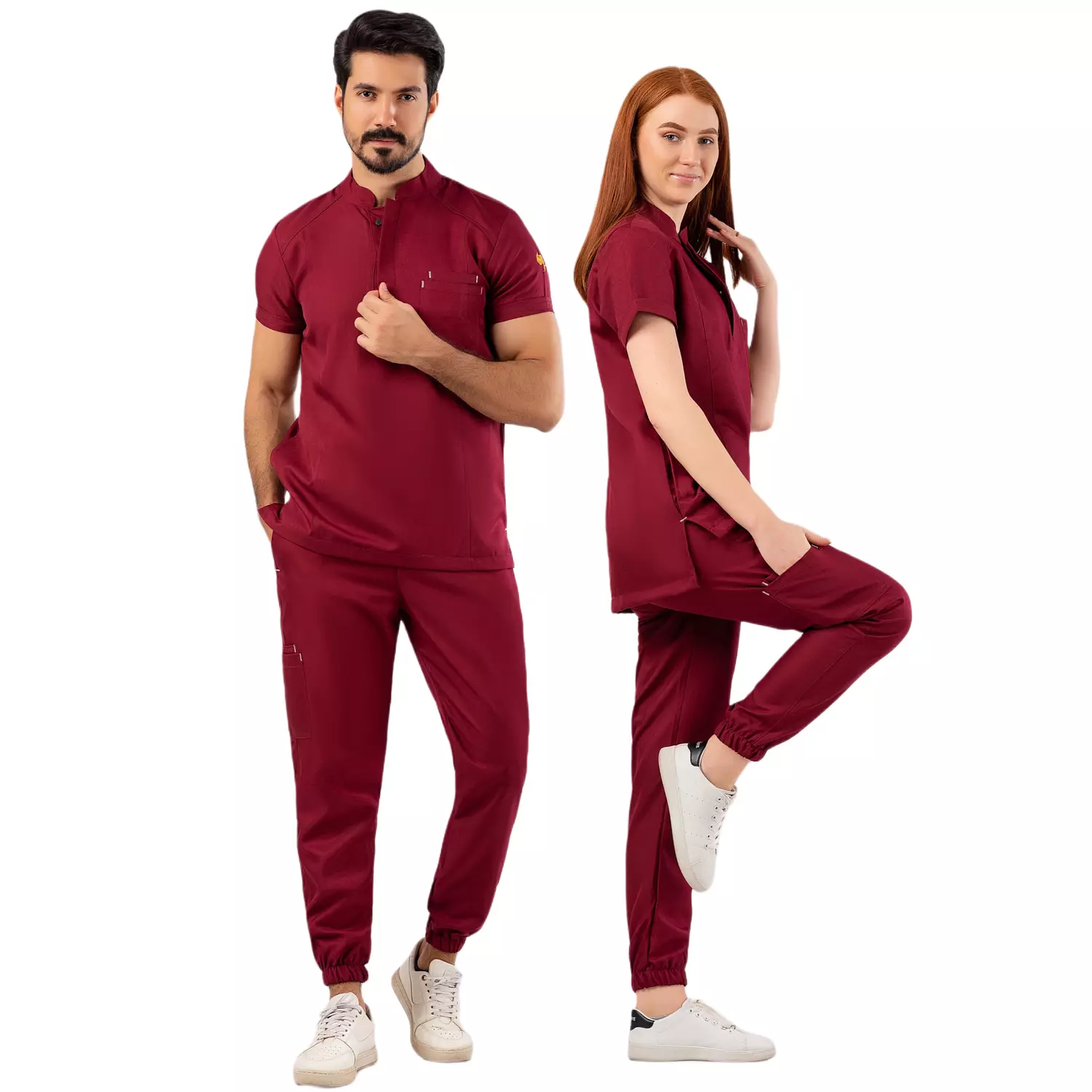 Maroon Half Collar Scrub