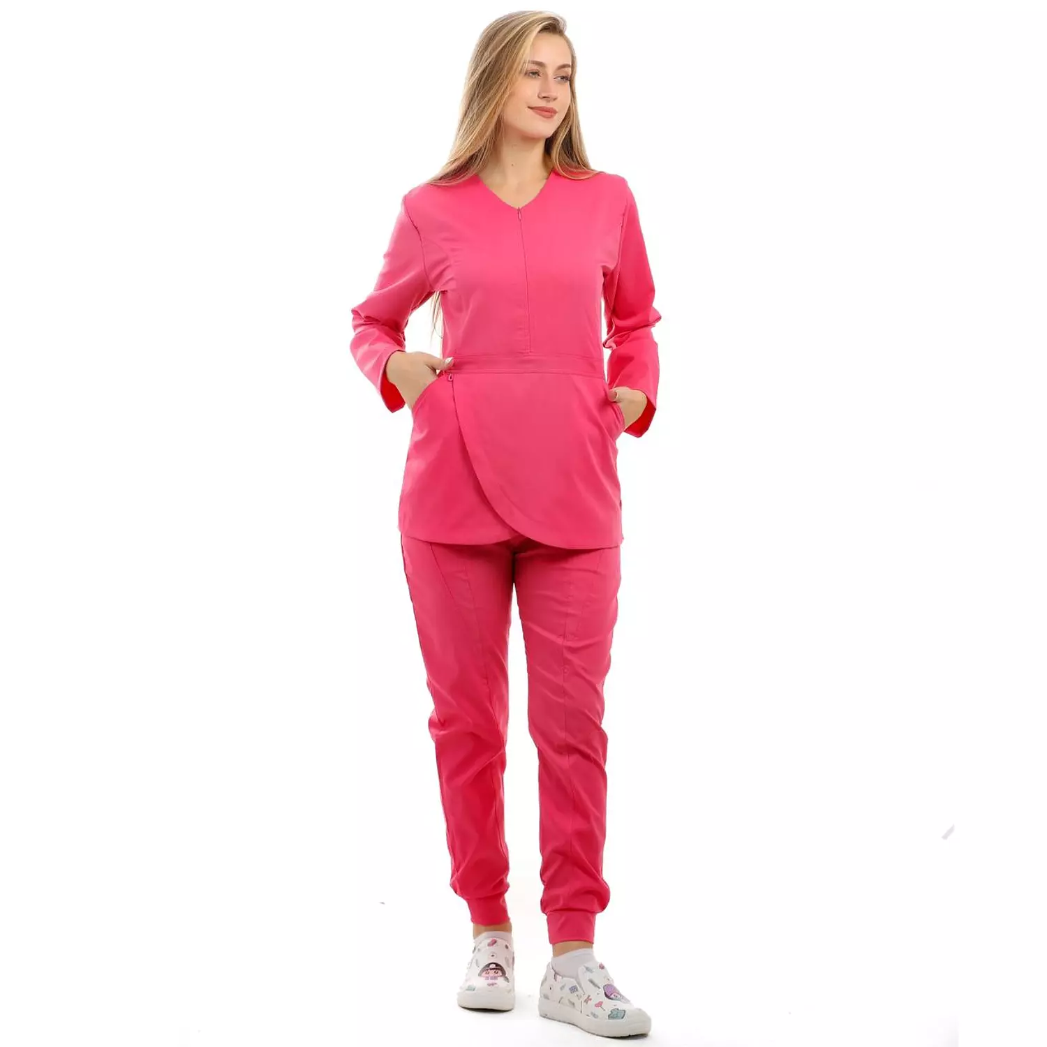 Pink (Watermelon) Tulip Scrub (Full Sleeves)