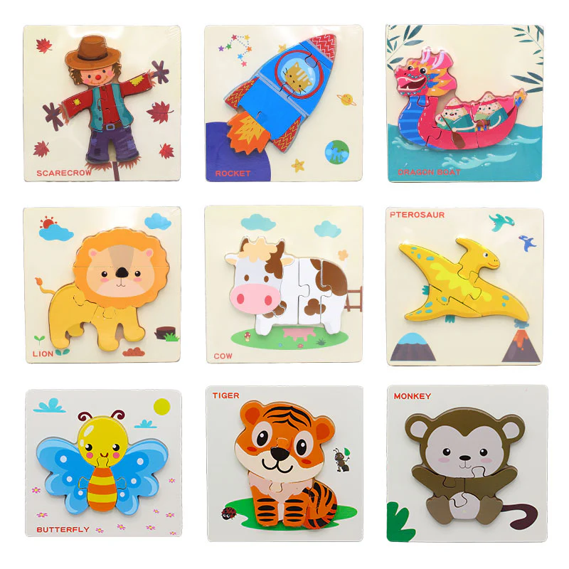 Wooden 3d Animal 4 Pcs Puzzle Pair of 2 Board