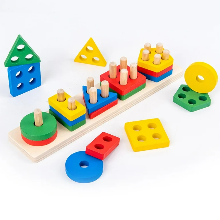 Montessori-  Shapes Tower Stacker with Stick – 5 Type shapes 4 Layer